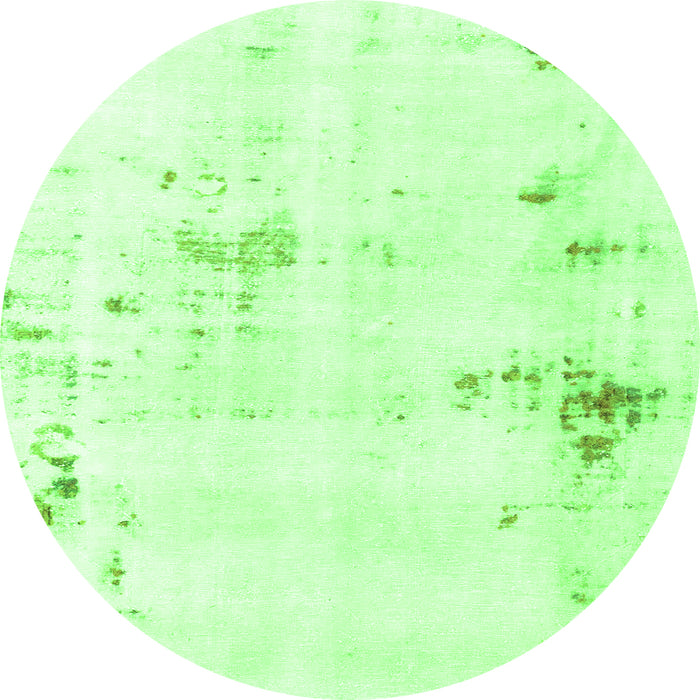 Round Machine Washable Solid Green Modern Area Rugs, wshabs2042grn