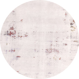 Round Machine Washable Abstract Light Rose Pink Rug, wshabs2042