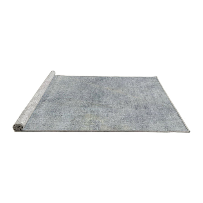Sideview of Machine Washable Abstract Metallic Silver Gray Rug, wshabs2043