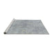 Sideview of Machine Washable Abstract Metallic Silver Gray Rug, wshabs2043