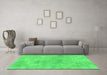 Machine Washable Abstract Green Modern Area Rugs in a Living Room,, wshabs2043grn