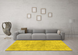 Machine Washable Abstract Yellow Modern Rug in a Living Room, wshabs2043yw