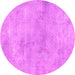 Round Machine Washable Abstract Pink Modern Rug, wshabs2043pnk