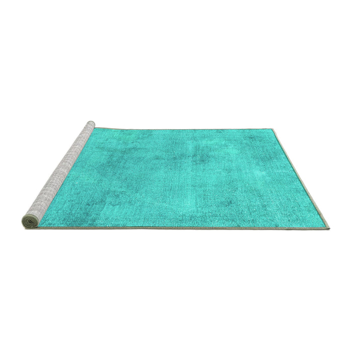 Sideview of Machine Washable Abstract Turquoise Modern Area Rugs, wshabs2043turq