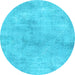 Round Machine Washable Abstract Light Blue Modern Rug, wshabs2043lblu