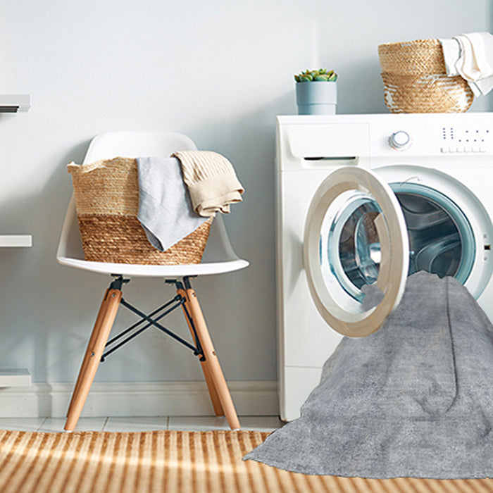 Machine Washable Abstract Metallic Silver Gray Rug in a Washing Machine, wshabs2043