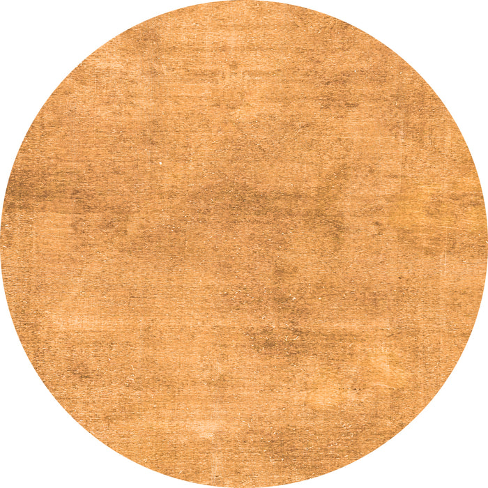 Round Machine Washable Abstract Orange Modern Area Rugs, wshabs2043org
