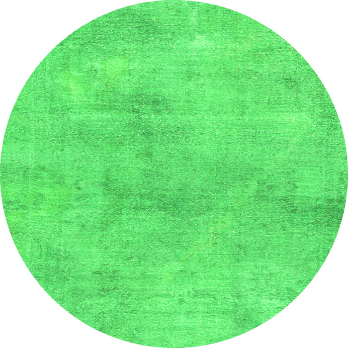 Round Machine Washable Abstract Green Modern Area Rugs, wshabs2043grn