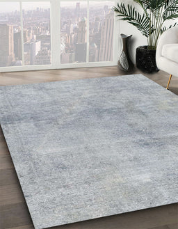Machine Washable Abstract Metallic Silver Gray Rug in a Family Room, wshabs2043