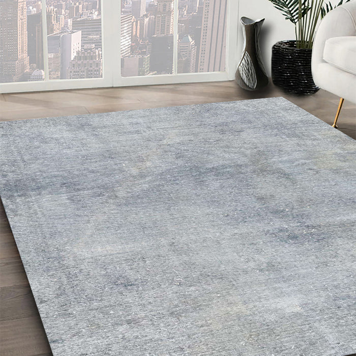 Machine Washable Abstract Metallic Silver Gray Rug in a Family Room, wshabs2043