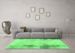 Machine Washable Abstract Emerald Green Modern Area Rugs in a Living Room,, wshabs2044emgrn