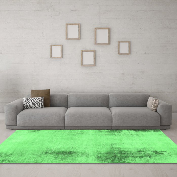 Machine Washable Abstract Emerald Green Modern Area Rugs in a Living Room,, wshabs2044emgrn