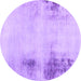 Round Abstract Purple Modern Rug, abs2044pur