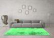 Machine Washable Abstract Green Modern Area Rugs in a Living Room,, wshabs2044grn