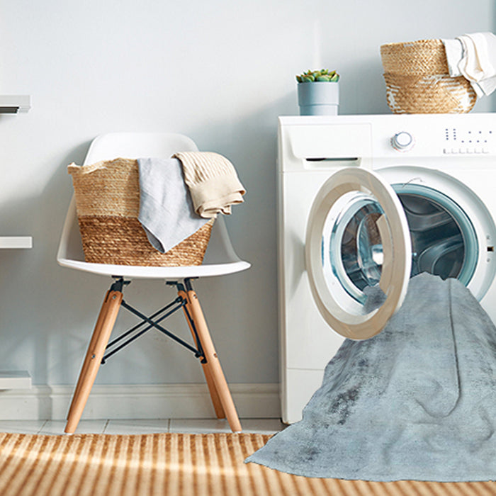 Machine Washable Abstract Columbia Blue Rug in a Washing Machine, wshabs2044