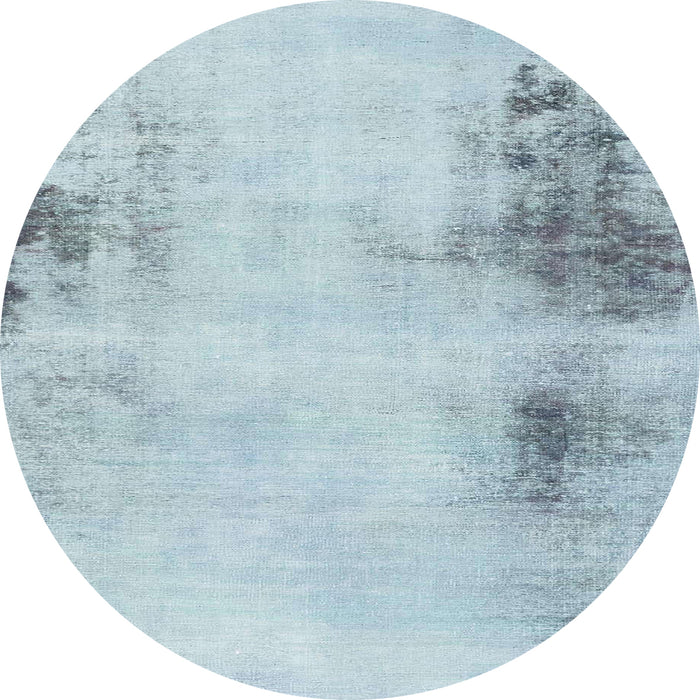 Round Machine Washable Abstract Columbia Blue Rug, wshabs2044