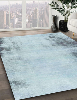 Machine Washable Abstract Columbia Blue Rug in a Family Room, wshabs2044