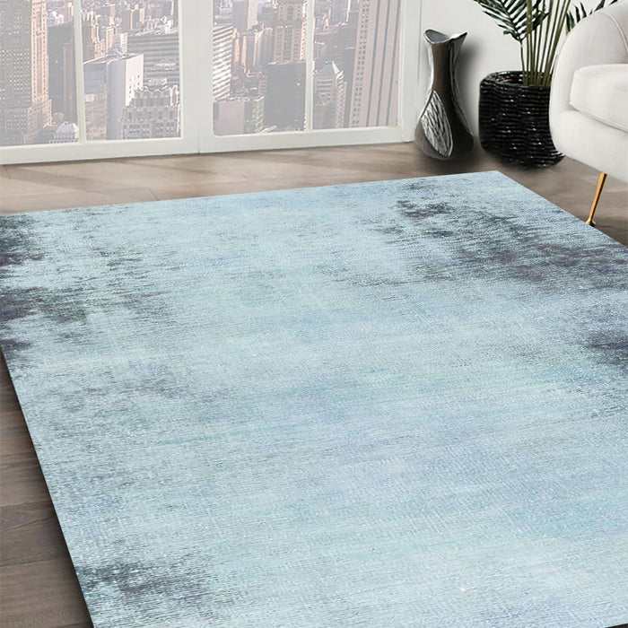 Machine Washable Abstract Columbia Blue Rug in a Family Room, wshabs2044