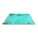 Sideview of Machine Washable Abstract Turquoise Modern Area Rugs, wshabs2044turq