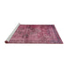 Sideview of Machine Washable Abstract Blush Red Pink Rug, wshabs2045