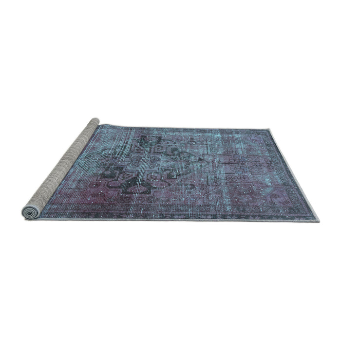 Sideview of Machine Washable Oriental Light Blue Traditional Rug, wshabs2045lblu
