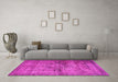 Machine Washable Oriental Pink Traditional Rug in a Living Room, wshabs2045pnk