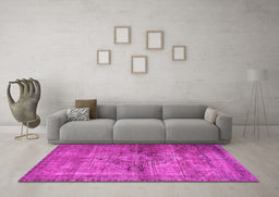 Machine Washable Oriental Pink Traditional Rug in a Living Room, wshabs2045pnk