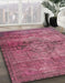 Abstract Blush Red Pink Oriental Rug in Family Room, abs2045