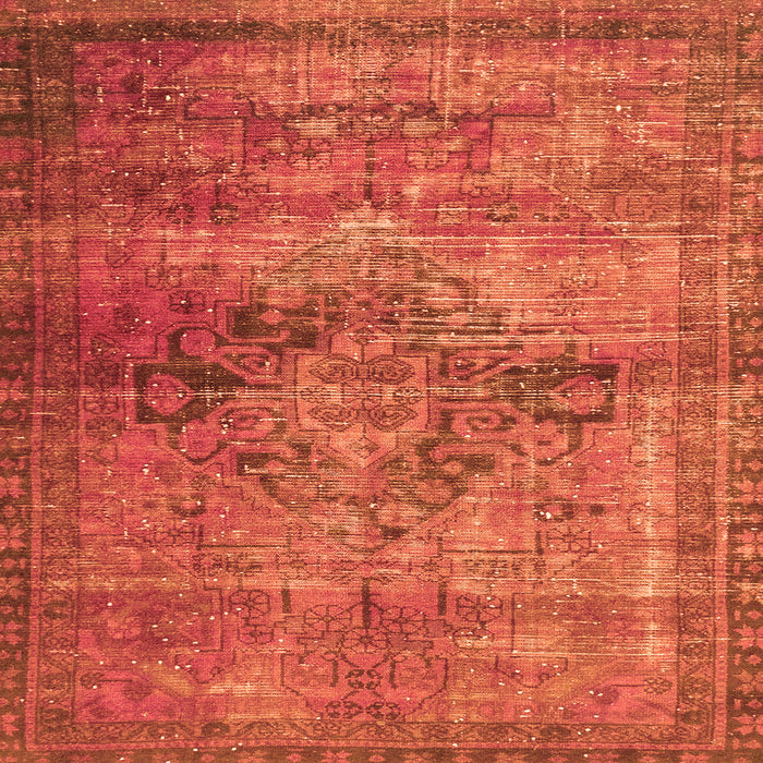 Square Machine Washable Oriental Orange Traditional Area Rugs, wshabs2045org