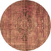 Round Oriental Brown Traditional Rug, abs2045brn