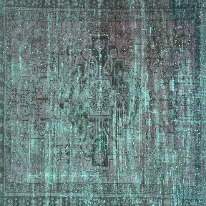 Square Machine Washable Oriental Turquoise Traditional Area Rugs, wshabs2045turq