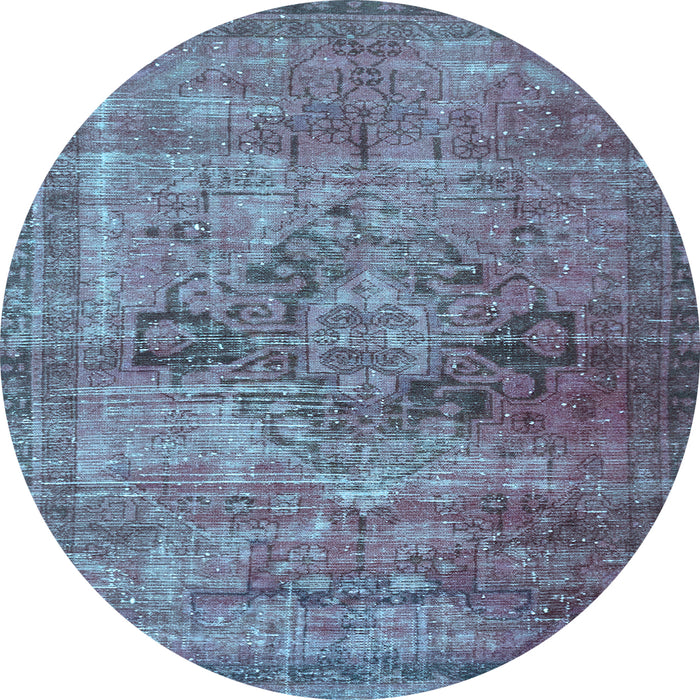 Round Machine Washable Oriental Light Blue Traditional Rug, wshabs2045lblu