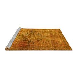 Sideview of Machine Washable Oriental Yellow Traditional Rug, wshabs2045yw
