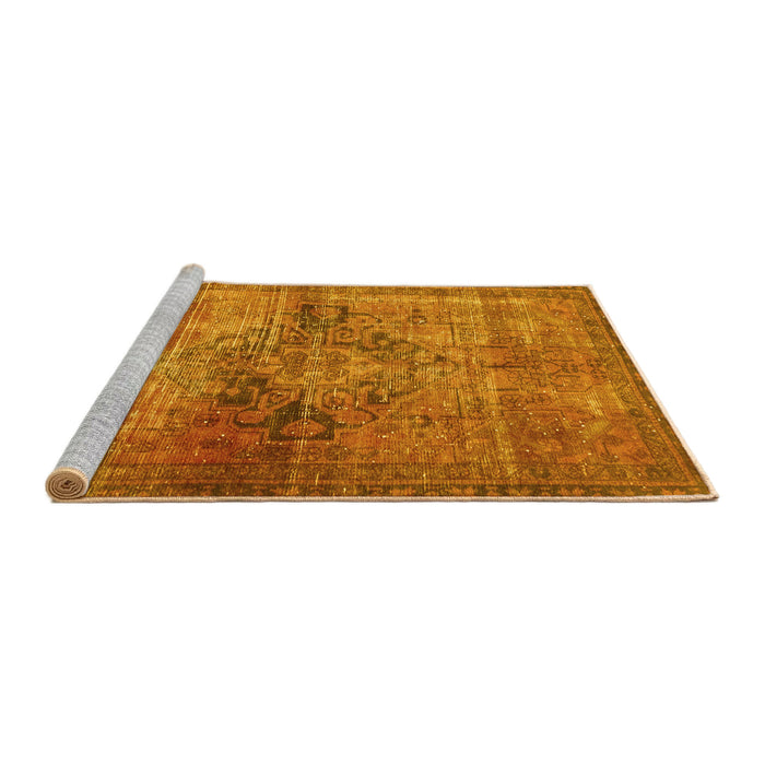Sideview of Machine Washable Oriental Yellow Traditional Rug, wshabs2045yw
