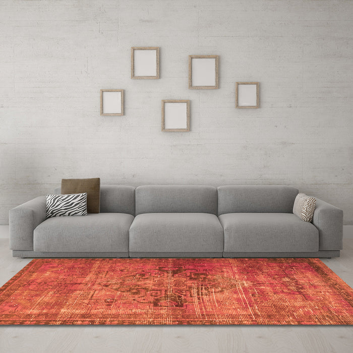 Machine Washable Oriental Orange Traditional Area Rugs in a Living Room, wshabs2045org