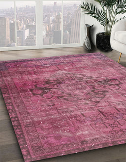 Machine Washable Abstract Blush Red Pink Rug in a Family Room, wshabs2045