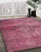 Machine Washable Abstract Blush Red Pink Rug in a Family Room, wshabs2045
