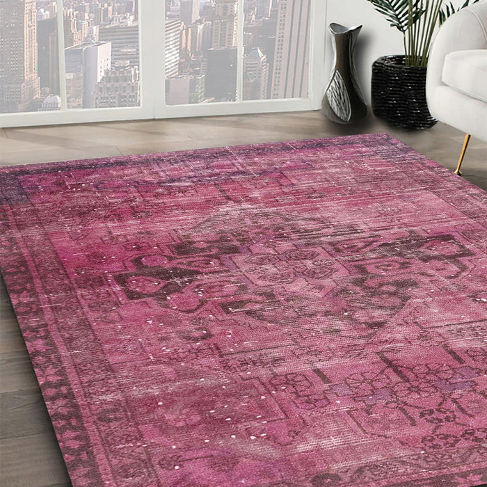 Machine Washable Abstract Blush Red Pink Rug in a Family Room, wshabs2045