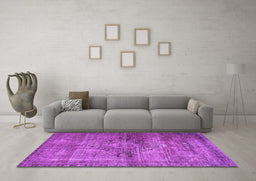 Machine Washable Oriental Purple Traditional Area Rugs in a Living Room, wshabs2045pur