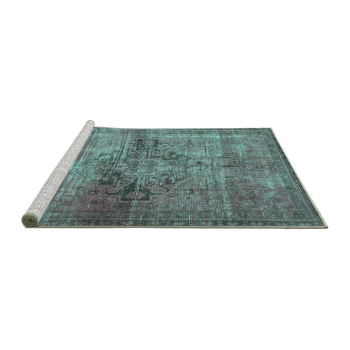 Sideview of Machine Washable Oriental Turquoise Traditional Area Rugs, wshabs2045turq