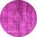 Round Oriental Pink Traditional Rug, abs2045pnk