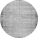 Round Machine Washable Abstract Gray Modern Rug, wshabs2046gry