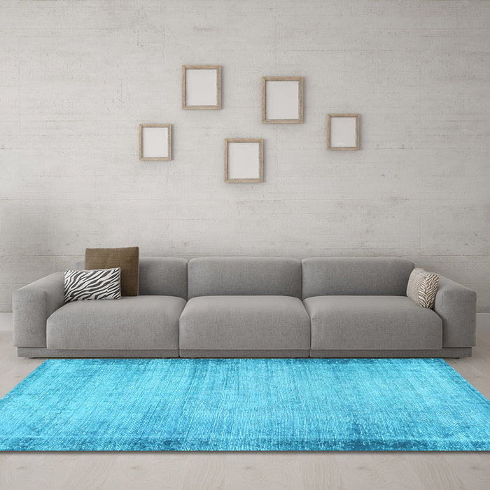 Machine Washable Abstract Light Blue Modern Rug in a Living Room, wshabs2046lblu