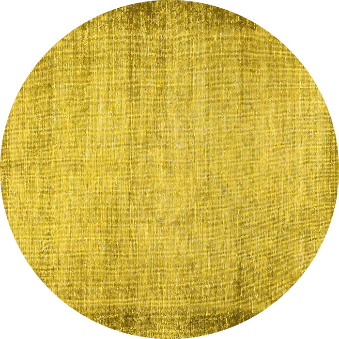 Round Machine Washable Abstract Yellow Modern Rug, wshabs2046yw