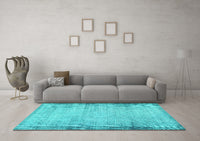 Machine Washable Abstract Turquoise Modern Rug, wshabs2046turq