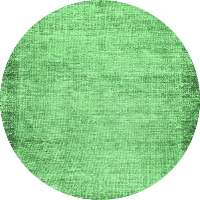 Round Machine Washable Abstract Emerald Green Modern Area Rugs, wshabs2046emgrn