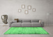 Machine Washable Abstract Green Modern Area Rugs in a Living Room,, wshabs2046grn