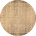 Round Abstract Brown Modern Rug, abs2046brn