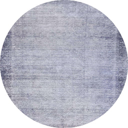 Round Machine Washable Abstract Slate Blue Grey Blue Rug, wshabs2046