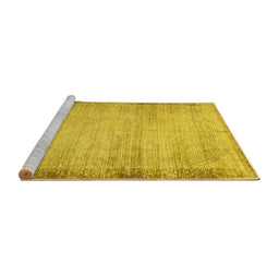 Sideview of Machine Washable Abstract Yellow Modern Rug, wshabs2046yw